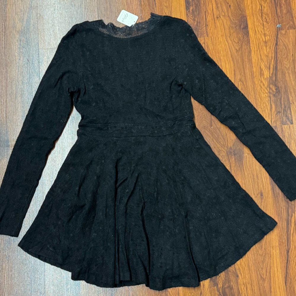 Free People All Yours Lace Fit Flare Mini Dress Black Size Small - Picture 7 of 12
